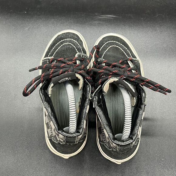 Vans off the wall high tops checkered sneakers kids size 1 black gray casual - Picture 5 of 7